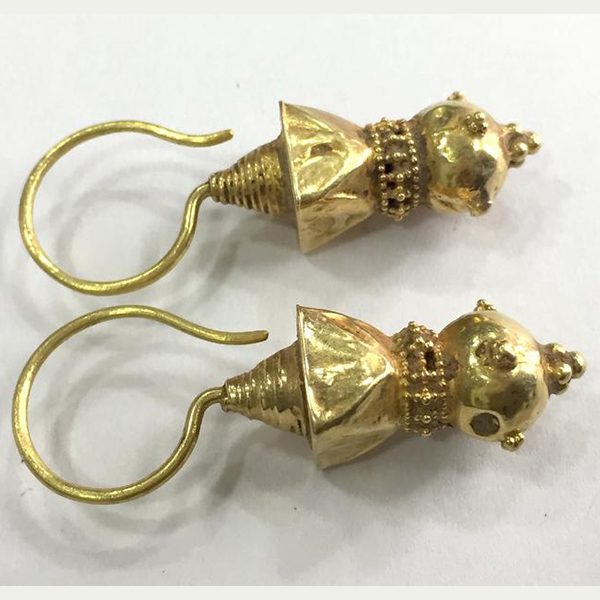 Vintage antique Handmade solid 18K Gold jewelry earring pair - image 3